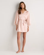 100% Washable Silk Satin Lace Trim Robe - US 2646
