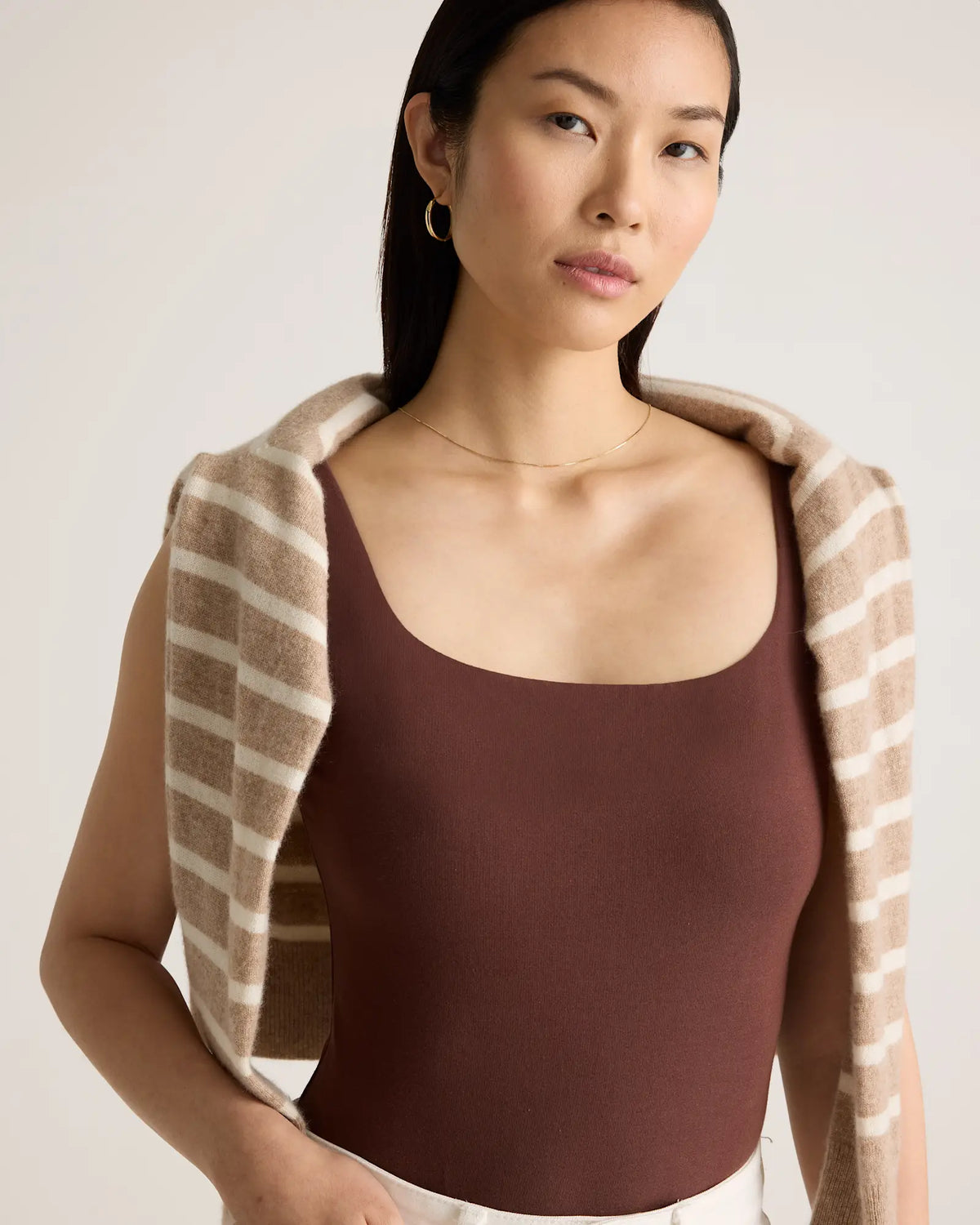 Stretch Cotton Jersey Square Neck Tank Bodysuit - US 2667
