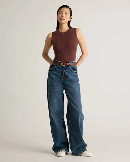 Stretch Cotton Jersey High Neck Sleeveless Bodysuit - US 2917