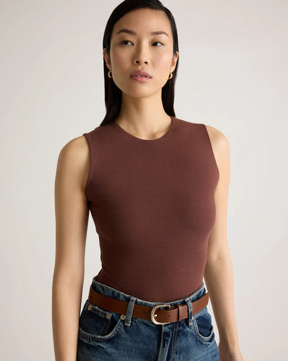 Stretch Cotton Jersey High Neck Sleeveless Bodysuit - US 2917