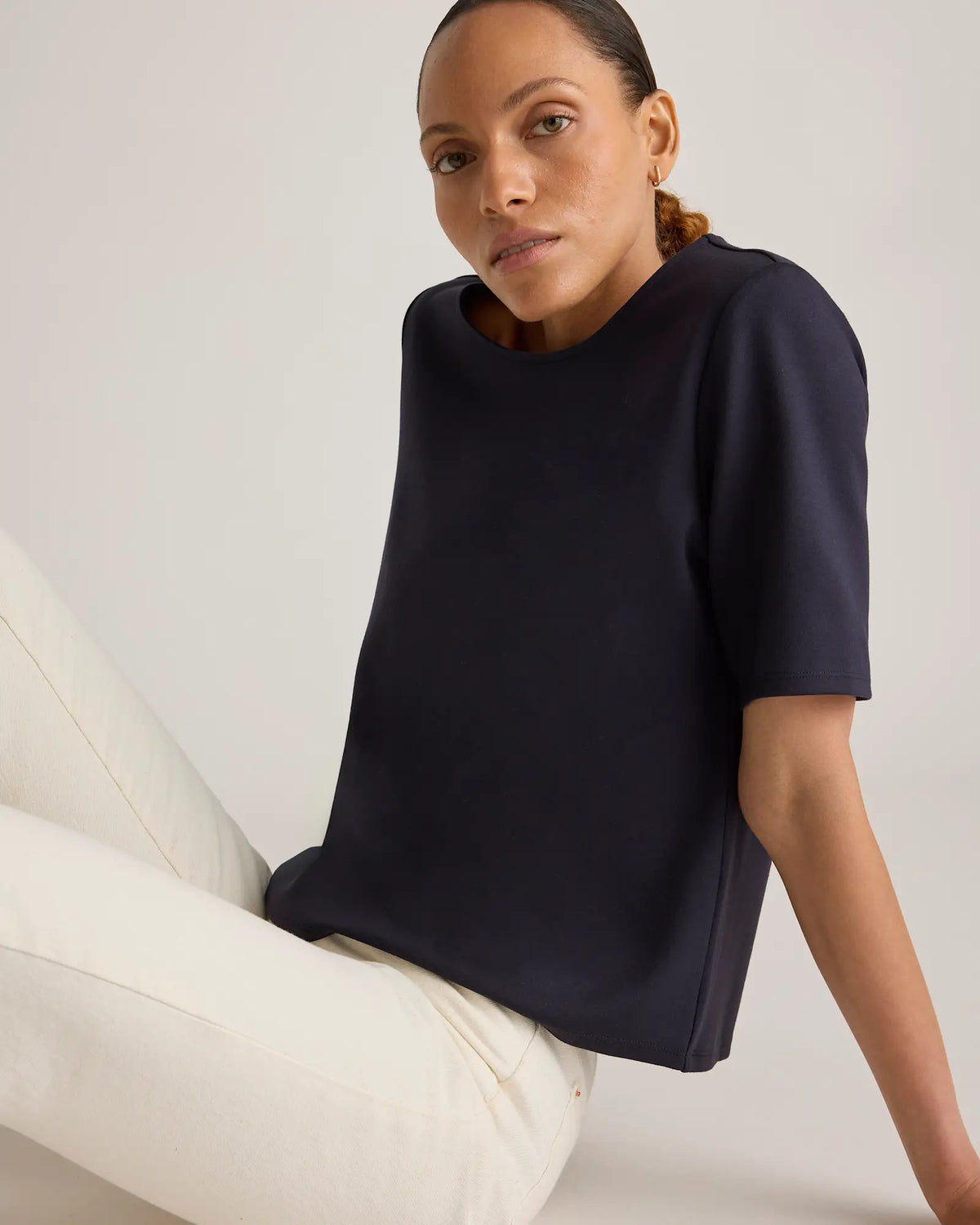 Ultra-Stretch Ponte Short Sleeve Top - US 3739