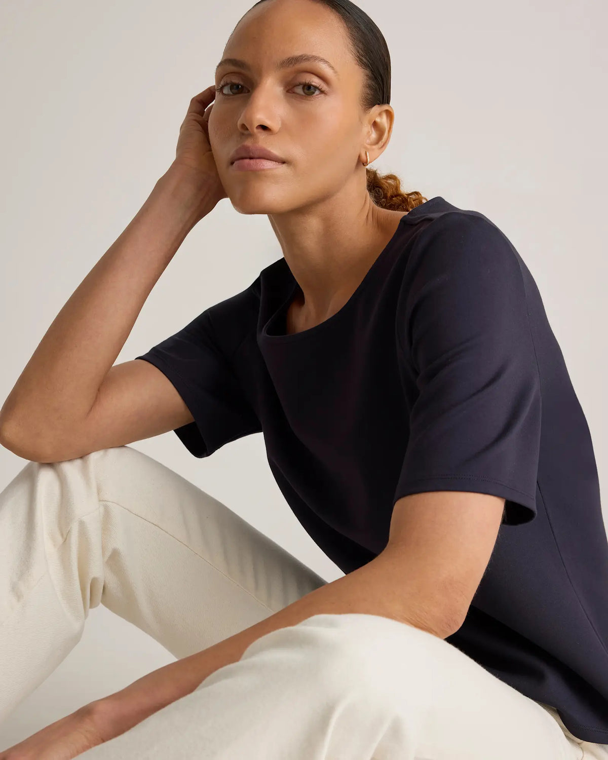 Ultra-Stretch Ponte Short Sleeve Top - US 3739