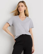 100% Organic Cotton Boxy V-Neck Tee - US 3019