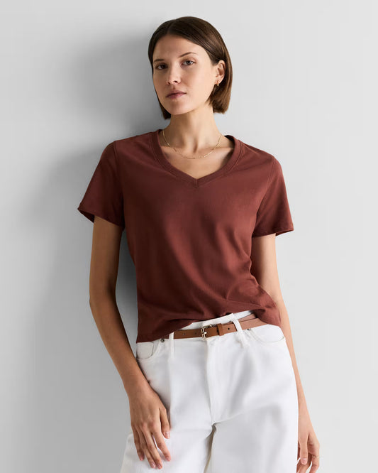 100% Organic Cotton Boxy V-Neck Tee - US 8982