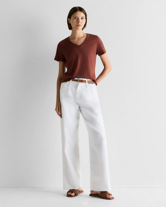 100% Organic Cotton Boxy V-Neck Tee - US 8982