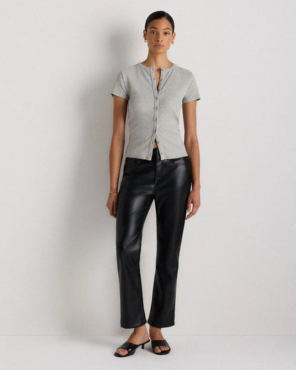 Organic Cotton Micro-Rib Button Tee - US 7420