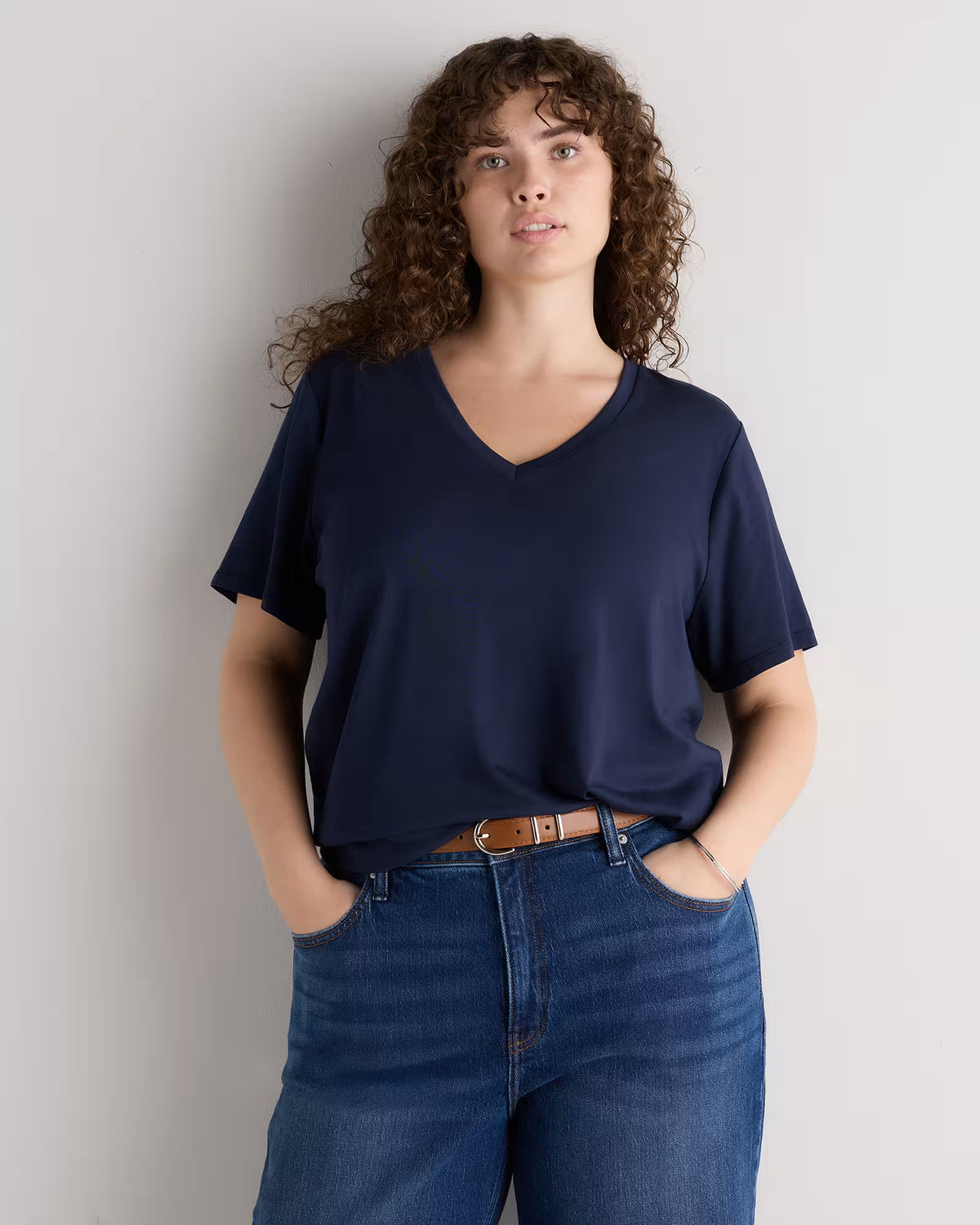 Cotton Modal V-Neck Tee - US 9861