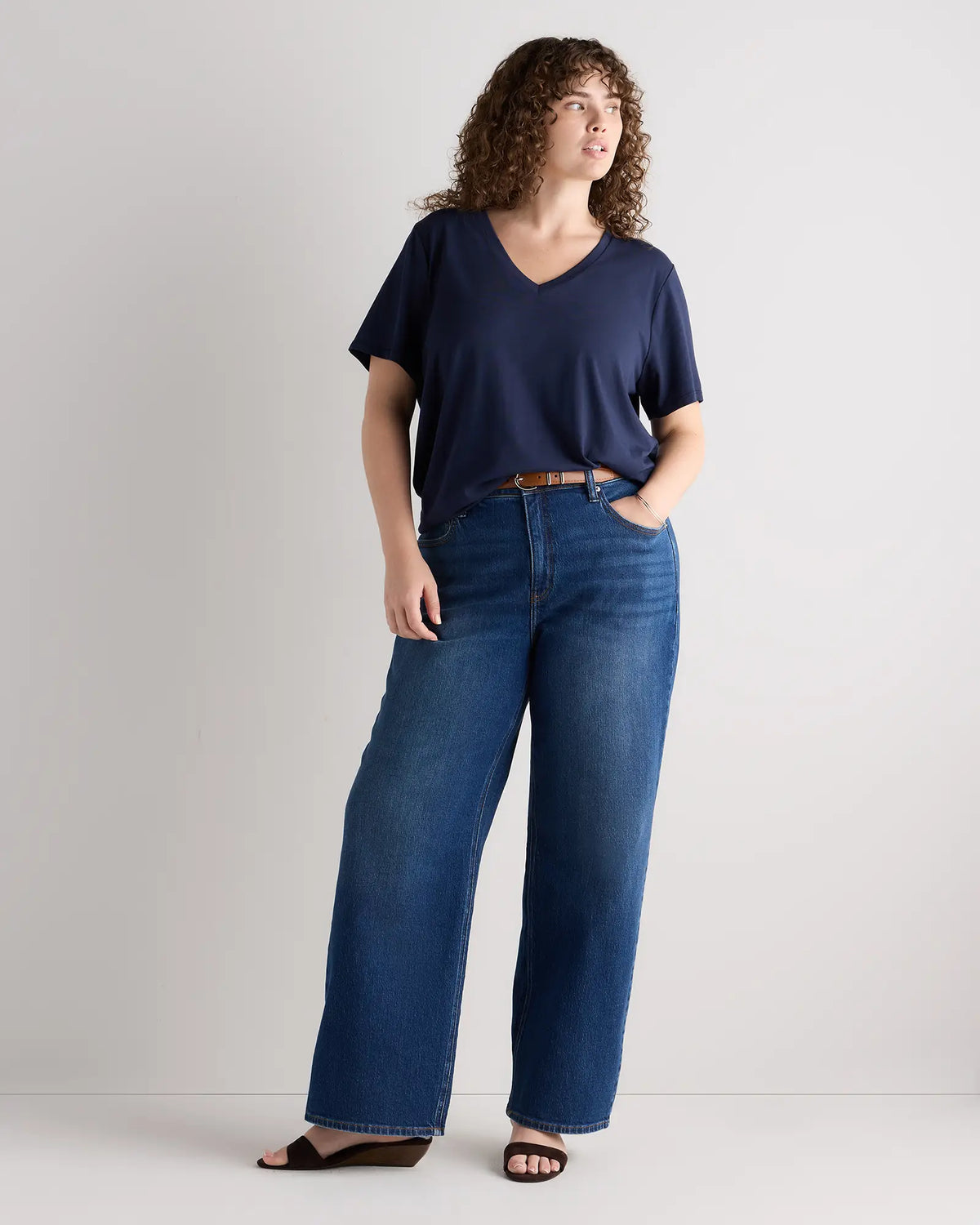 Cotton Modal V-Neck Tee - US 9861