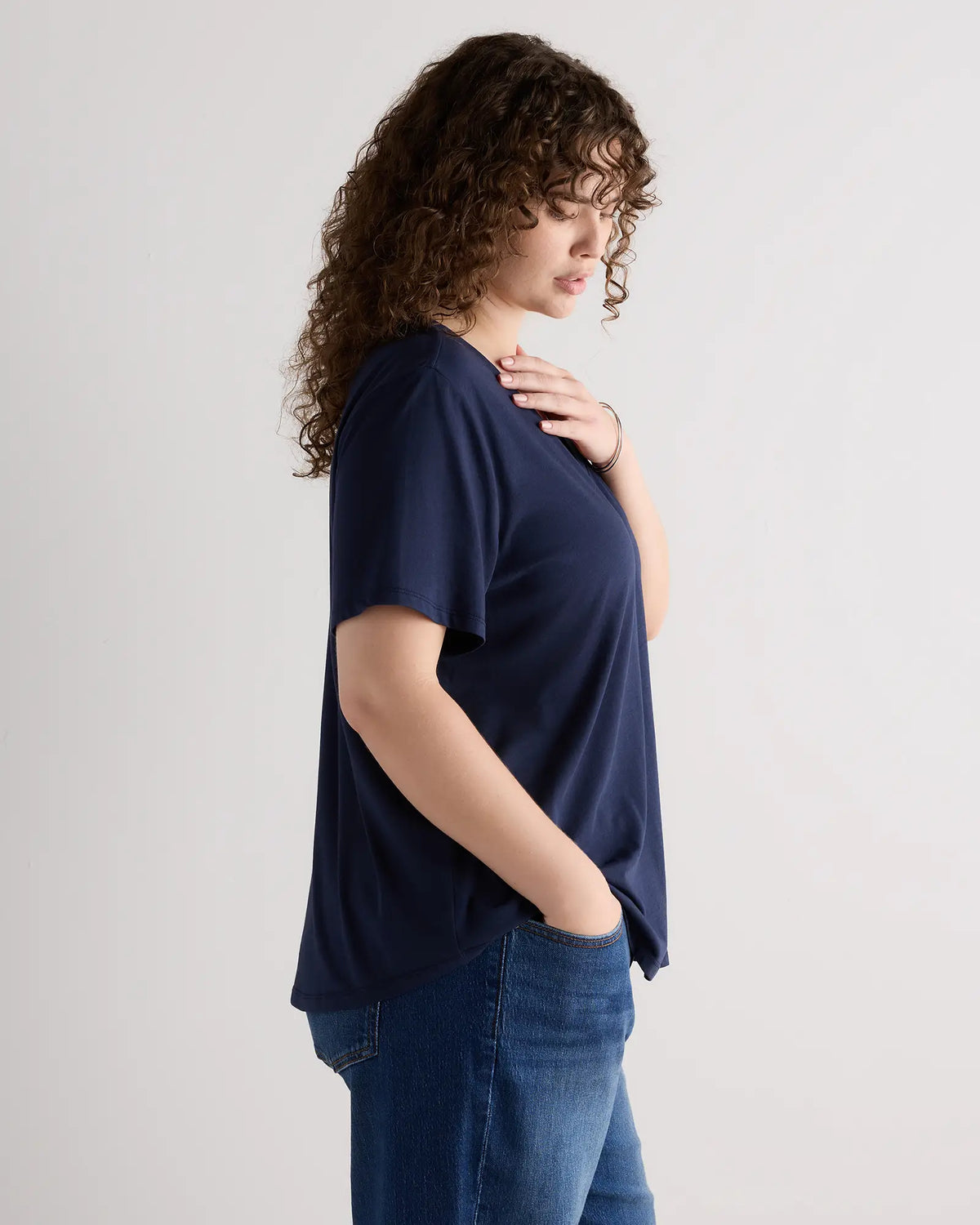Cotton Modal V-Neck Tee - US 9861