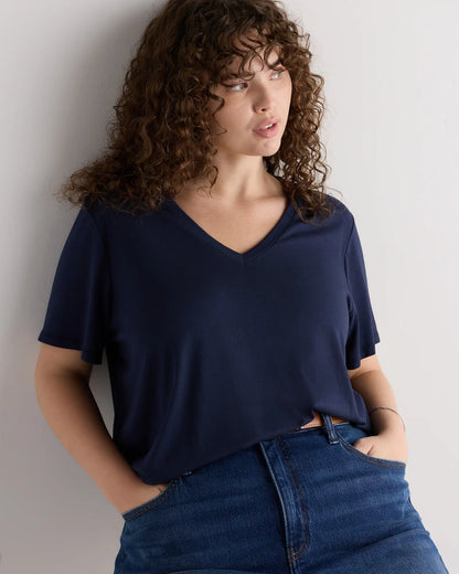 Cotton Modal V-Neck Tee - US 9861