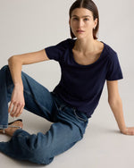 Cotton Modal Scoop Neck Tee - US 6348