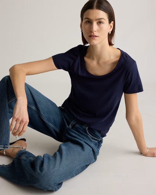 Cotton Modal Scoop Neck Tee - US 6348