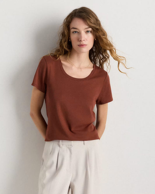 Cotton Modal Scoop Neck Tee - US 6566