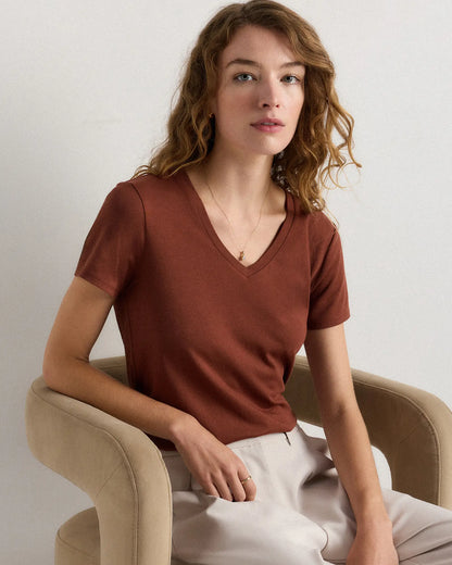 Cotton Modal V-Neck Tee - US 0502