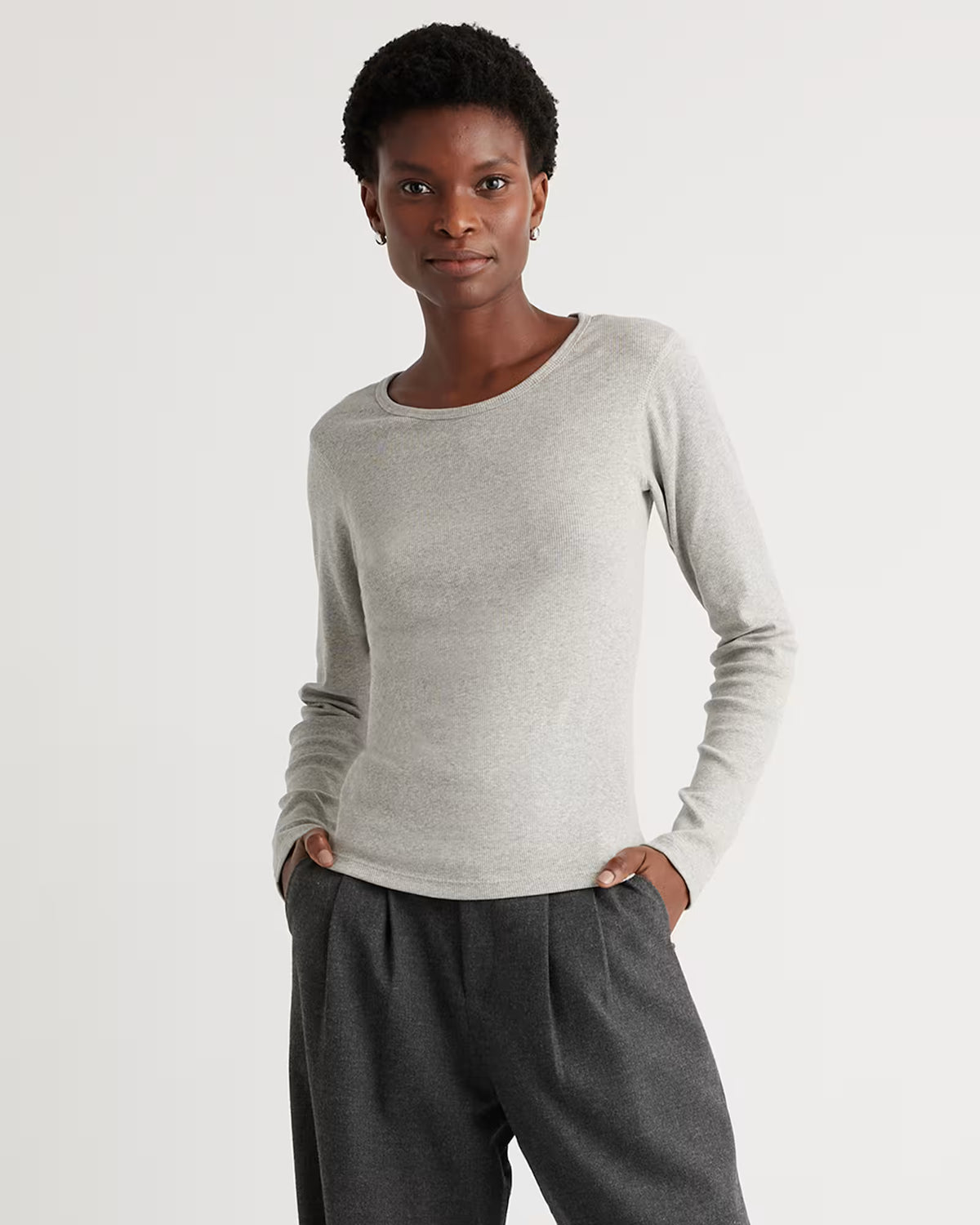 Organic Cotton Micro-Rib Long Sleeve Tee - US 1132