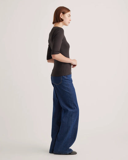 Organic Cotton Micro-Rib Elbow Sleeve Tee - US 9272