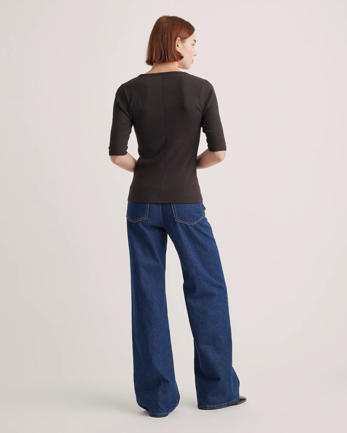 Organic Cotton Micro-Rib Elbow Sleeve Tee - US 9272