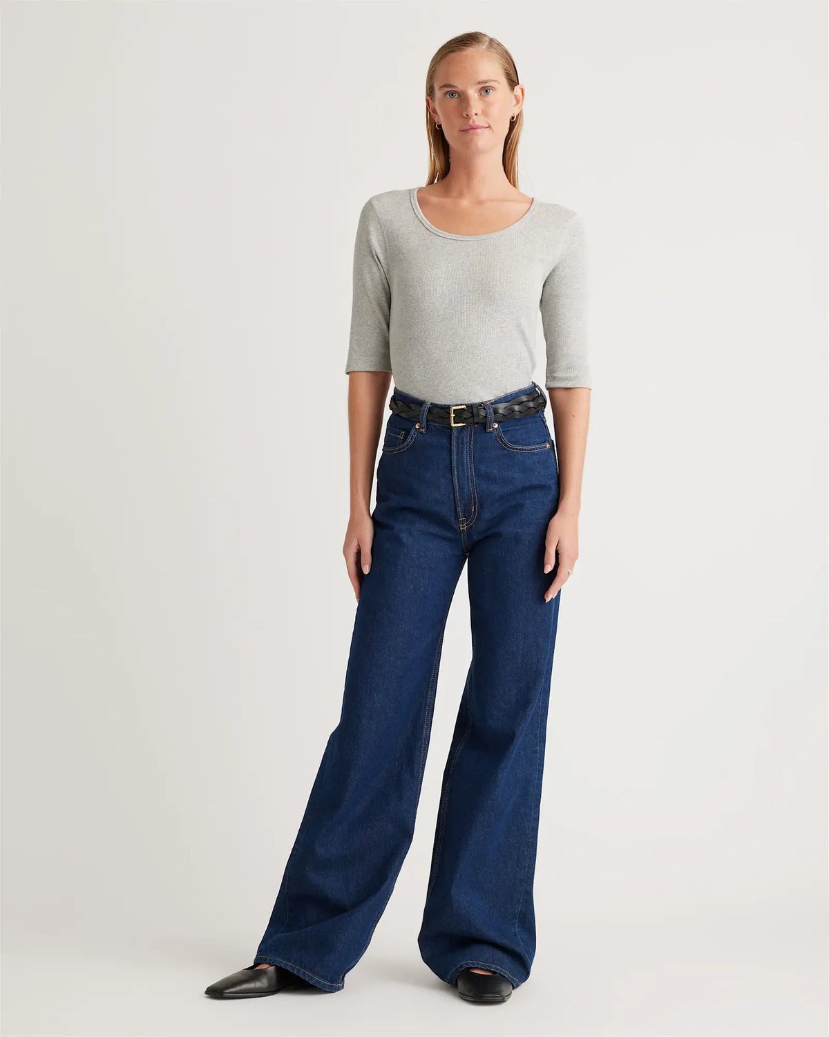 Organic Cotton Micro-Rib Elbow Sleeve Tee - US 2562