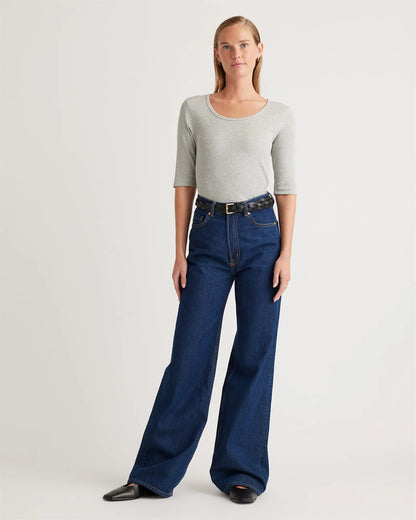 Organic Cotton Micro-Rib Elbow Sleeve Tee - US 2562