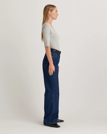 Organic Cotton Micro-Rib Elbow Sleeve Tee - US 2562