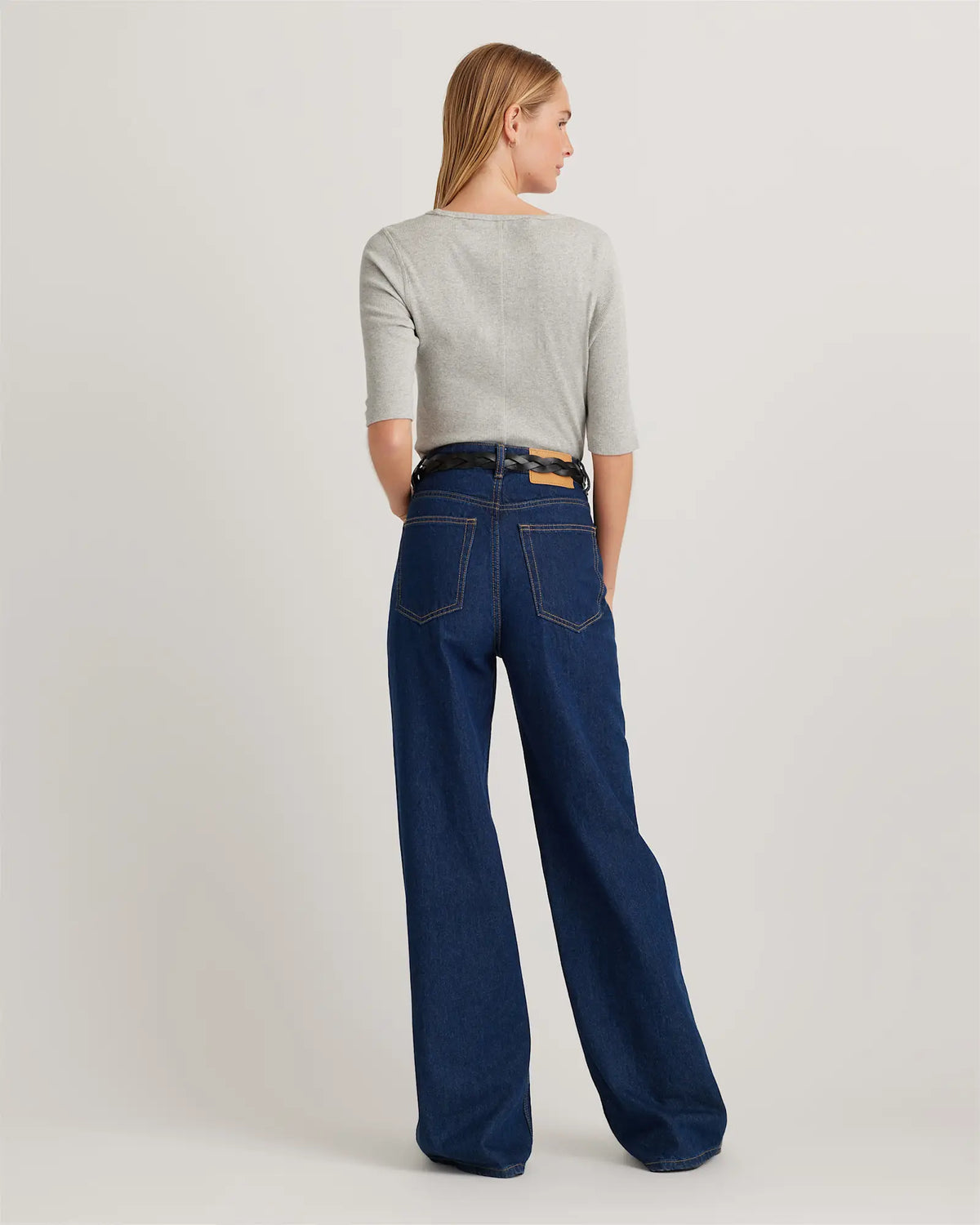 Organic Cotton Micro-Rib Elbow Sleeve Tee - US 2562