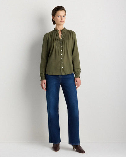 Organic Textured Cotton Peasant Blouse - US 0364