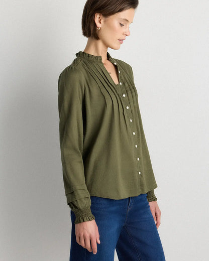 Organic Textured Cotton Peasant Blouse - US 0364