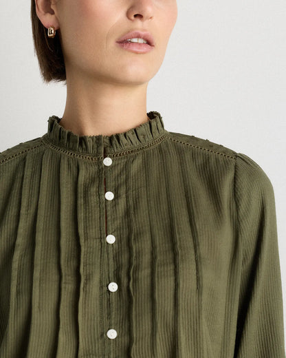 Organic Textured Cotton Peasant Blouse - US 0364