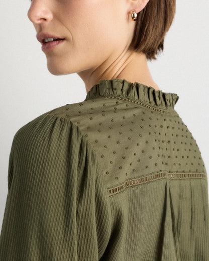 Organic Textured Cotton Peasant Blouse - US 0364