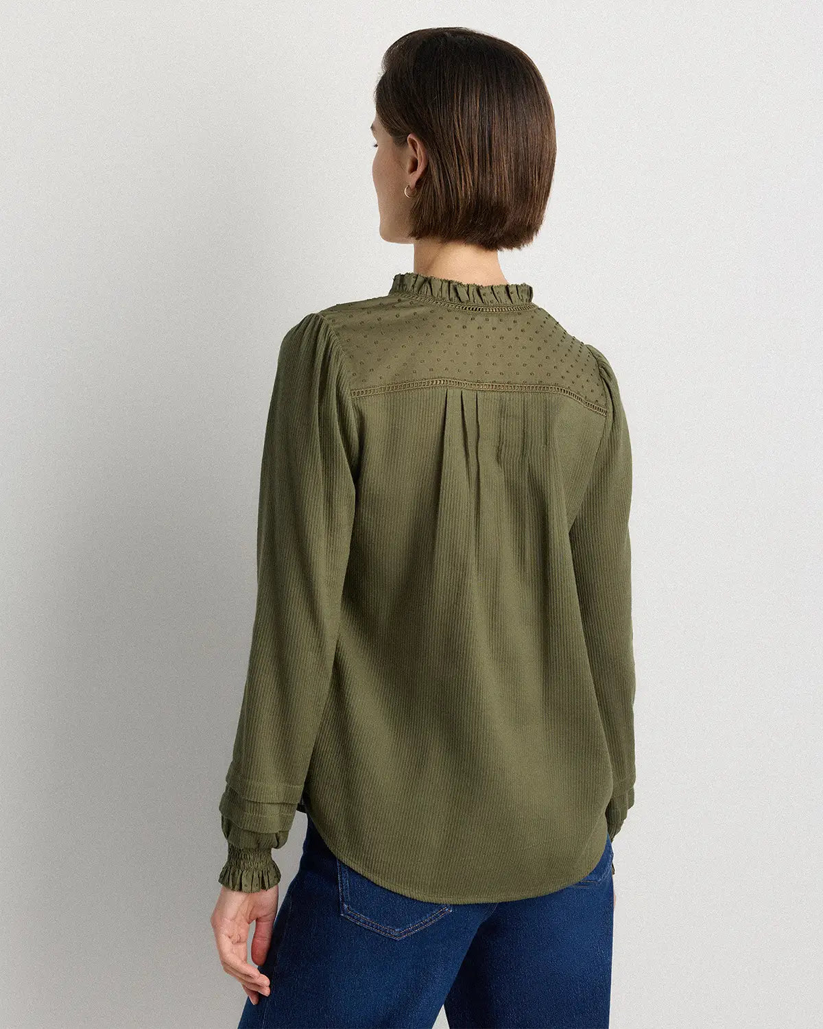 Organic Textured Cotton Peasant Blouse - US 0364
