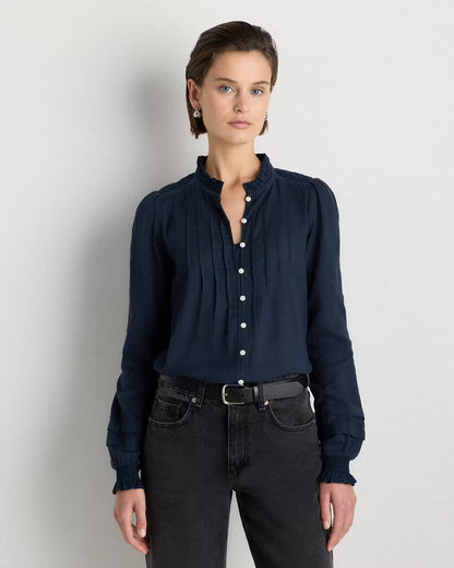 Organic Textured Cotton Peasant Blouse - US 9747