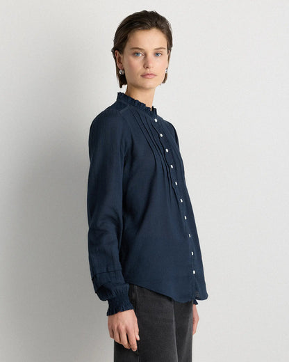 Organic Textured Cotton Peasant Blouse - US 9747