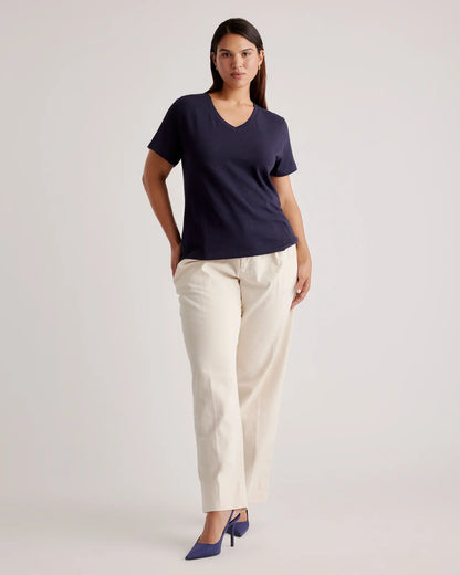 100% Organic Cotton Slub V-Neck Tee - US 9110