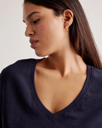 100% Organic Cotton Slub V-Neck Tee - US 9110