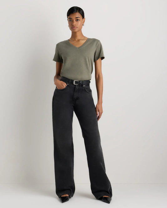 100% Organic Cotton Slub V-Neck Tee - US 1493