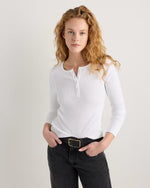 Organic Cotton Micro-Rib Henley Long Sleeve Tee - US 3856