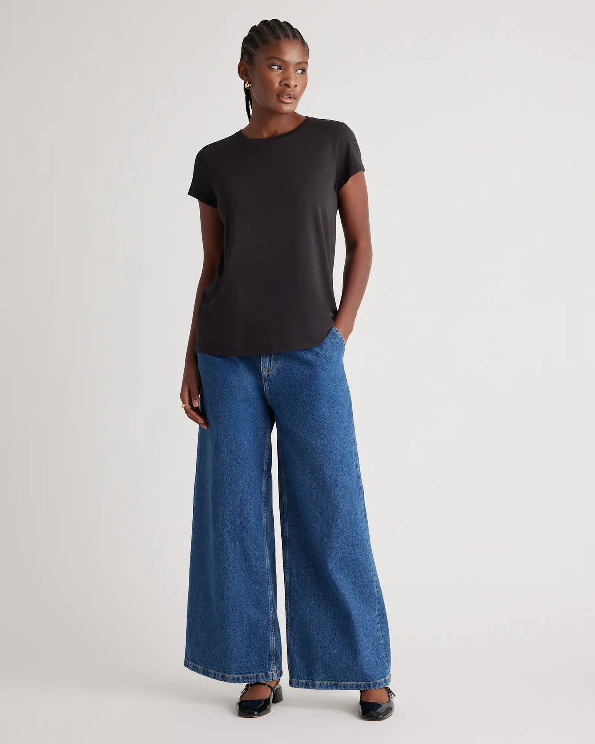 Cotton Modal Crew Neck Swing Tee - US 1116