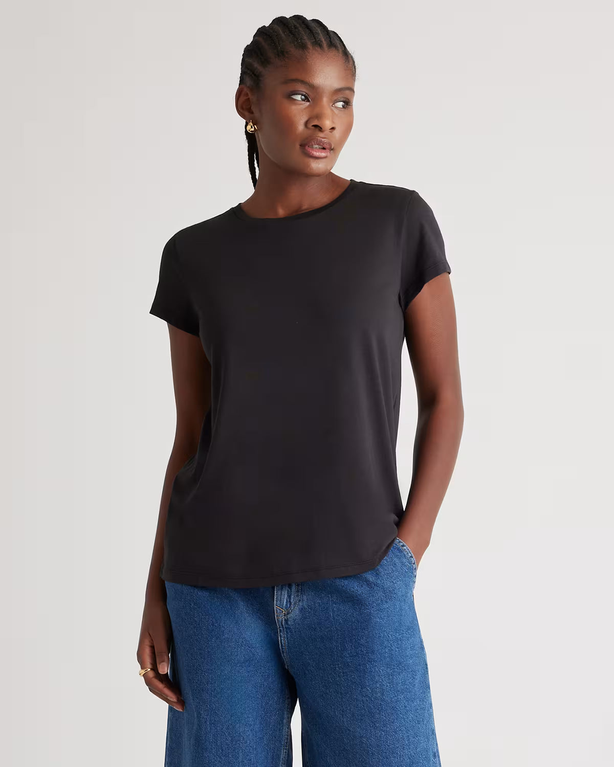 Cotton Modal Crew Neck Swing Tee - US 1116