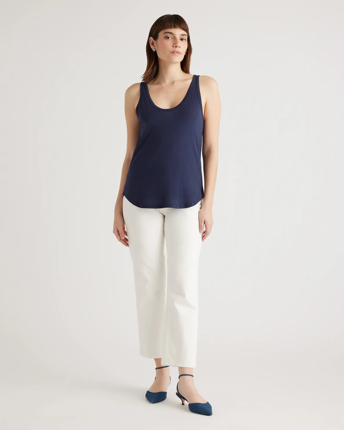 Cotton Modal Double Scoop Neck Tank - US 5625