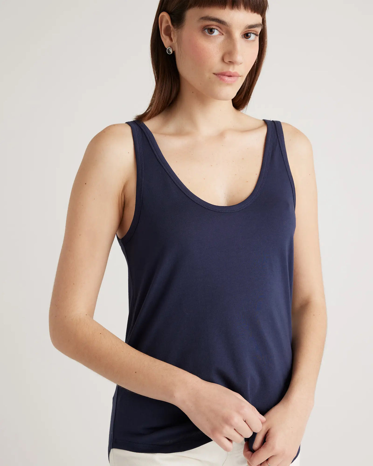 Cotton Modal Double Scoop Neck Tank - US 5625