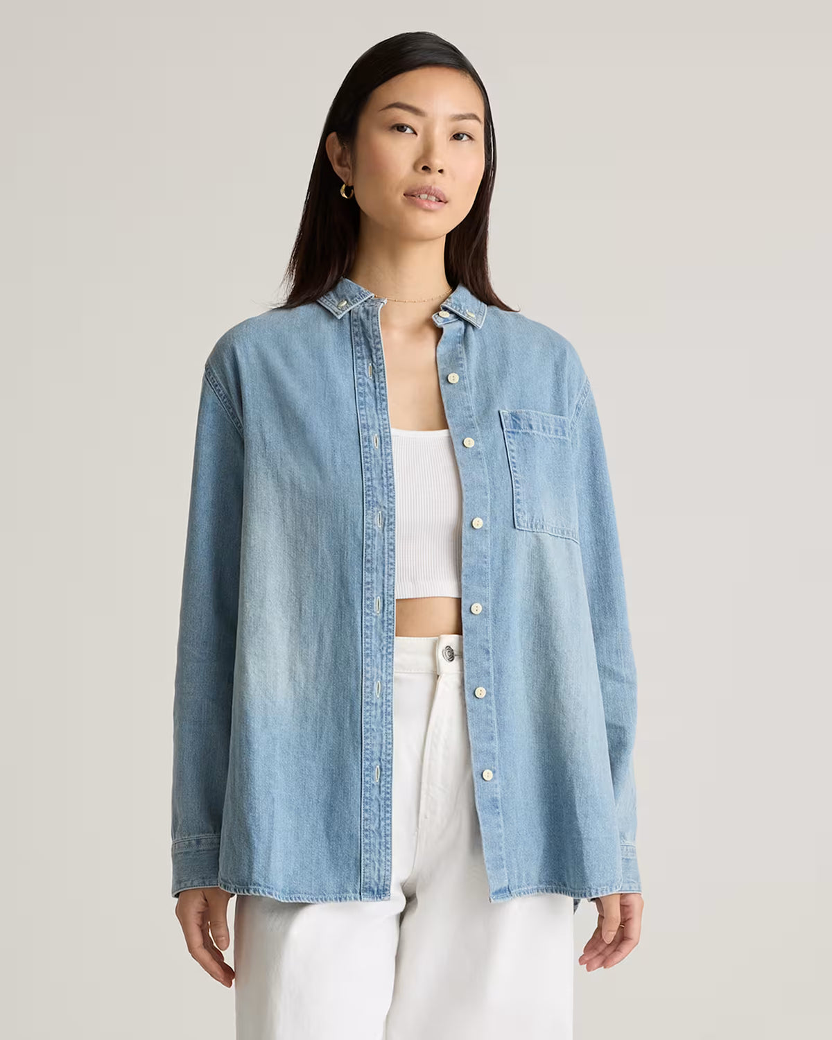 Distressed Denim Oversized Shirt - US 2946