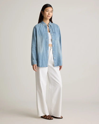 Distressed Denim Oversized Shirt - US 2946