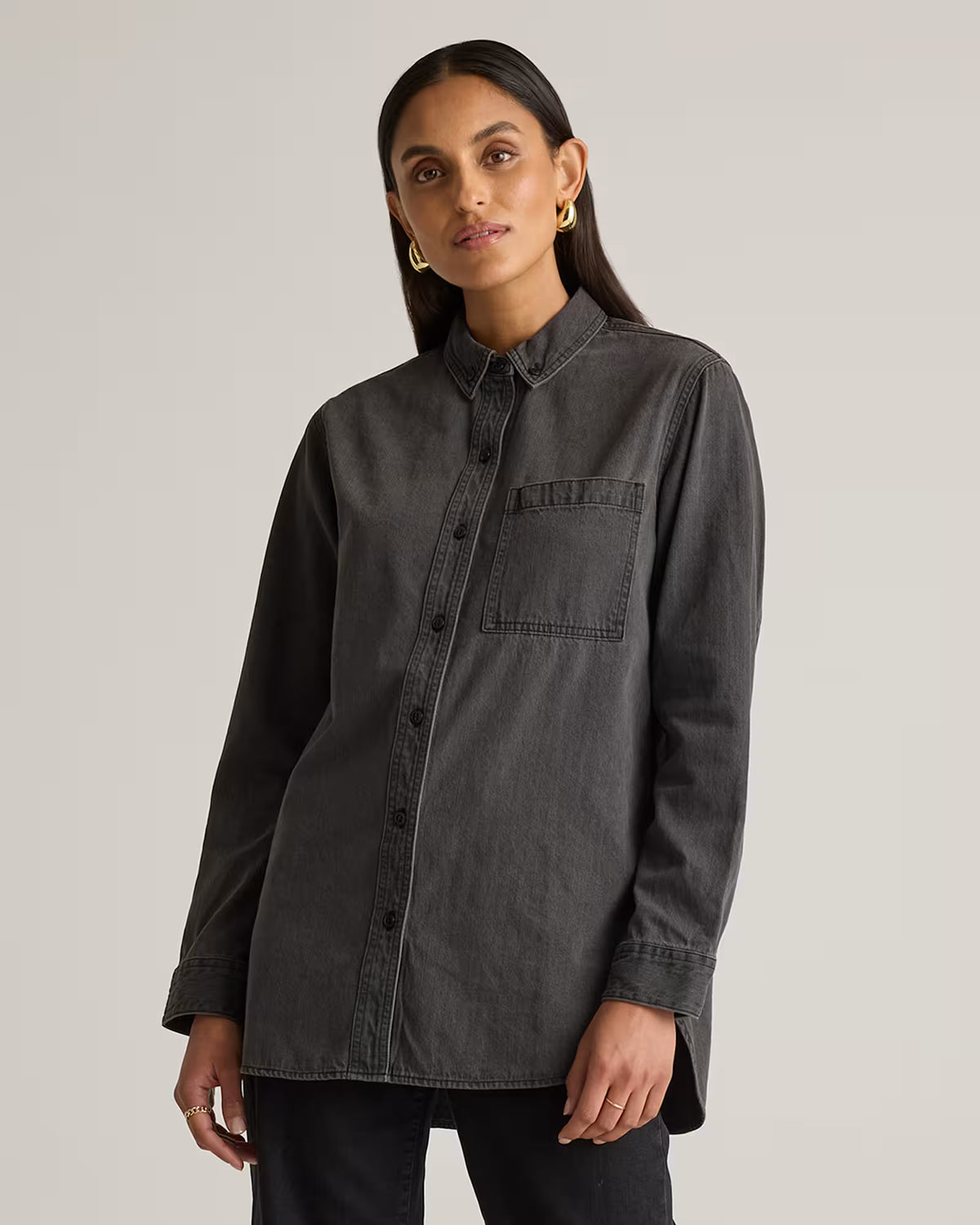 Distressed Denim Oversized Shirt - US 6889