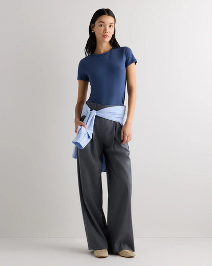 Stretch Cotton Jersey Cropped Fitted T-Shirt - US 3372