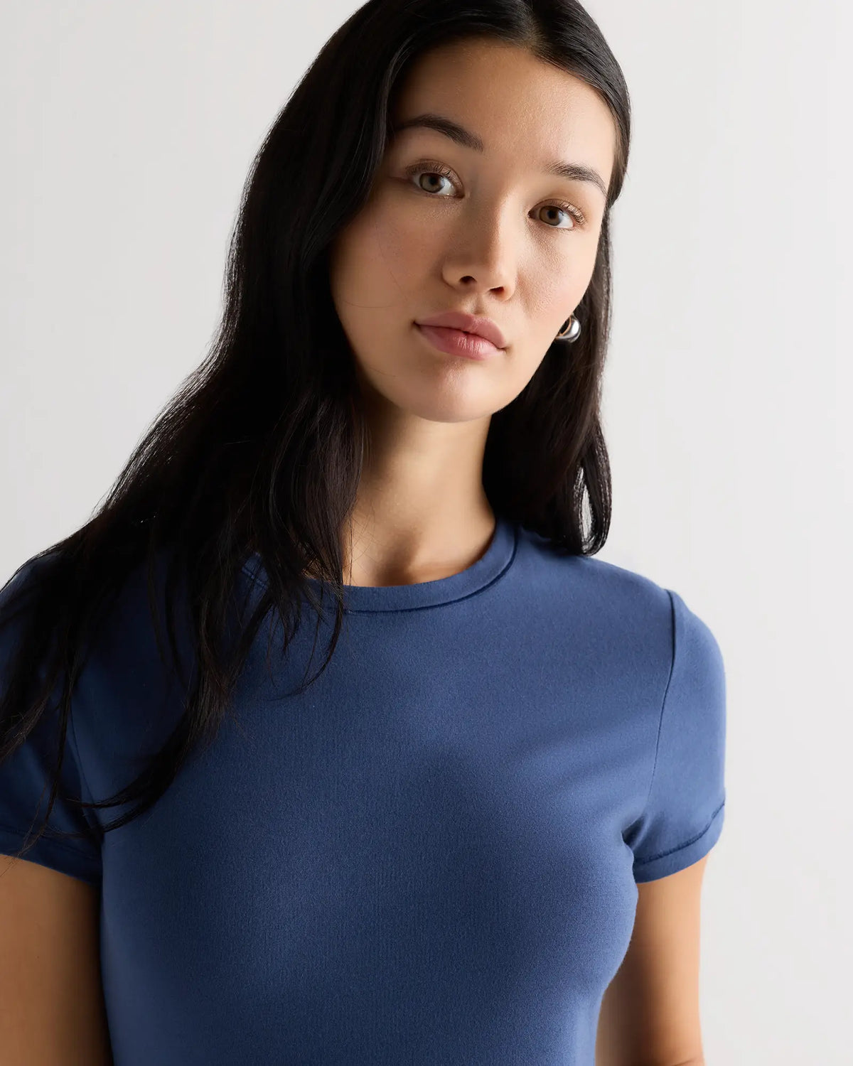 Stretch Cotton Jersey Cropped Fitted T-Shirt - US 3372