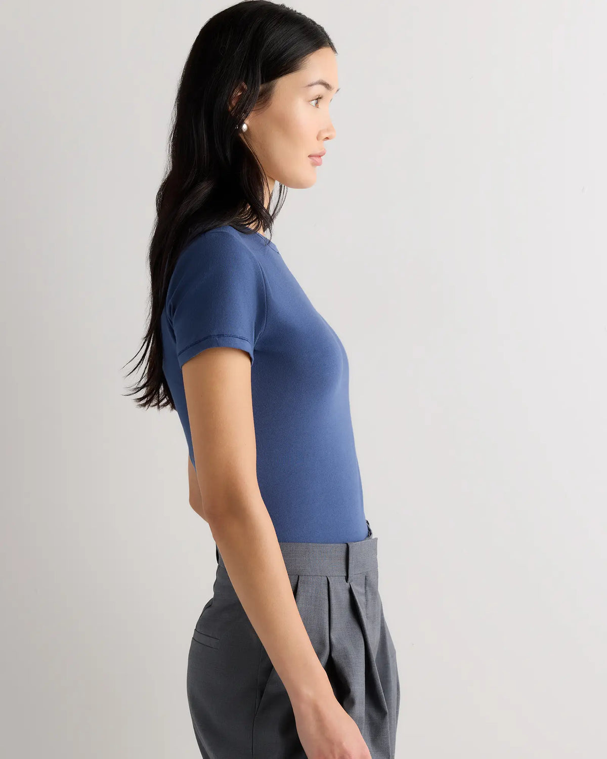 Stretch Cotton Jersey Cropped Fitted T-Shirt - US 3372