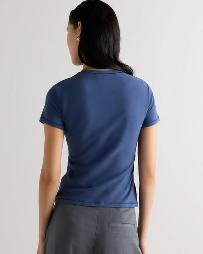 Stretch Cotton Jersey Cropped Fitted T-Shirt - US 3372