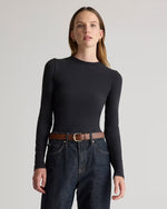 Stretch Cotton Jersey Cropped Fitted Long Sleeve T-Shirt - US 3370