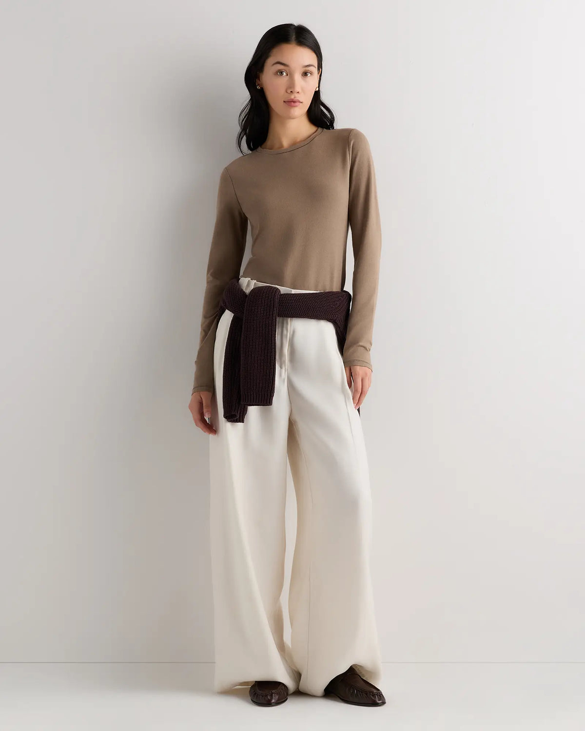 Stretch Cotton Jersey Cropped Fitted Long Sleeve T-Shirt - US 1325