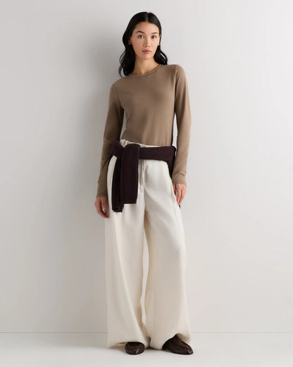 Stretch Cotton Jersey Cropped Fitted Long Sleeve T-Shirt - US 1325